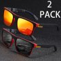 Clog Men's Polarized Fashion Glasses Set - 2 Pairs Of Stylish Square Frames In Vibrant Colors & Black For Running Hiking Tennis Durable