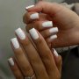 24PCS Set Of Glossy White Square Press-on Nails - Medium Length Solid Color Minimalist Style For Women & Girls - Perfect For Casual Attire