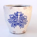 Blue & White Distressed Planter 20X21CM