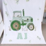 Personalised Fleece Blanket Tractor And Leaf Set Farm