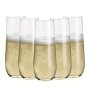 5PCS/1PC 9OZ Plastic Champagne Flutes Reusable Suitable For Bars Parties Weddings