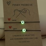 Luminous Flat Round Shape Beads Braided Bracelet With Heart Shape Pattern Adjustable Hand Jewelry Set For Best Friend Couples 2