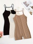 3 Sets Simple Solid Pajama Rompers Casual & Comfy Sleeveless Backless Pajamas Women's Lingerie & Sleepwear