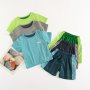 6PCS - 3 Outfits Set Boys Tracksuit Vibrant Short Sleeve T-Shirt & Shorts Set Quick Dry Sportswear For Training Running