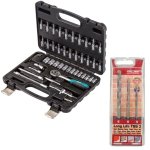 Alpen Bort - Socket Set 1 4" Drive - 46 Piece & Masonry Drill Bit Set 3 Piece