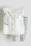 3 Piece Cotton Set - Light Green Floral