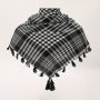 119.99CM Black And White Houndstooth Arab Square Scarf With Tassel Trim Jacquard Weave Shawl Versatile Neck Wrap Gifts For Eid