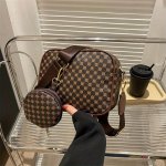 Fashion Rhombus Print 2PCS Waist Bag With Adjustable Strap And Zipper Closure Small Purse Bag Casual Simple Commuting Waist Bag