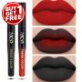 Buy 1 Get 1 Free Waterproof Lip Glaze Set Black + Red Lipstick Lip Gloss Long Lasting Color Rendering Velvet Blendable Lip Gloss Mardi Gras Valentine's Day Gifts