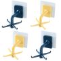 Home Self Adhesive Wall Mounted Rotatable Multi Hook Set Of 4 9X7CM