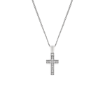 Sterling Silver Cubic Zirconia Kid&apos S Petite Pave Cross Pendant Necklace