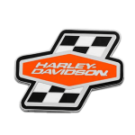 1.5 Inch. H-d Racing Checkered Metal Pin Silver Nickel Finish