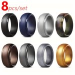 8PCS SET Silicone Wedding Ring For Men 8 Color Rubber Bands
