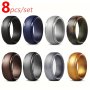 8PCS/SET Silicone Wedding Ring For Men 8 Color Rubber Bands