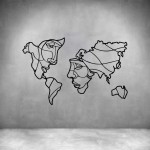 World Map Wall Faces - Rust Coat L 1500 X H 900MM