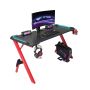 Ergonomic Rgb & LED Gaming Desk 120CM R-shaped Home Computer Table - Red