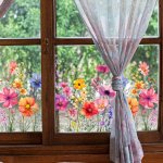 1PC Colorful Floral Bouquet Window Sticker Plastic Flower Garden Decal For Living Room Bedroom Home Wall Trim Decor 59.94X29.97