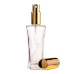 50ML Clear Glass Round Waisted Perfume Bottle With Gold Spray & Gold Cap 18 410