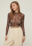 Paisley Pattern Fitted sleeper-collar Tulle Stretch Blouse - Multi