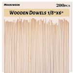 Moukiween Wooden Dowel Rods 200PCS 1 8 X 6 Inch Round Wooden Sticks For Arts Crafts Home Decor Cake Support Photo Booth Props Un