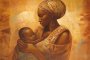 Canvas Wall Art - African Woman Carrying A Toddler - A1488 - 120 X 80 Cm