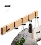 Dr.dj Wooden Coat Hooks 5 Folding Hooks Modern Wall Mounted Coat Rack Adhesive & Wall Mounted Coat Hanger