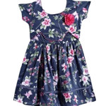 Girls Dark Blue Floral Dress