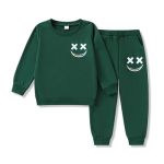 Voxikodex Size 5 6 Years Toddler Boys Clothes Long Sleeves Sweatshirt And Pants 2PCS Set Kids Fall Winter Clothes Green 5-6Y