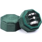 Wantgor Velvet Ring Box 3 Slots Jewelry Ring Gift Box Vintage Ring Display Holder Case For Wedding Ceremony Proposal Engagement