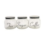 Canister Tea Coffee Sugar Jar With Black Lid
