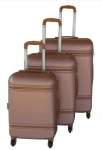Smte Light Brown 3-PIECES Abs Luggage Set-durable Spinner Wheels Telescoping Handles With Keychain