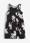 Patterned Cotton Dress - Black Unicorns