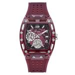 Guess Men's Red Transparent Silicone Strap Analog Watch