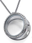 FL1 - Floating Locket Necklace With Stones High Quality Stainless Steel With Chain