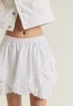 Broderie Anglaise-detail Tiered Skirt - White