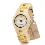 Emotional Face Ladies Wooden Watch Yellow Color {a:custom_size} {a:custom_color} {a:custom_size} {a:custom_color}