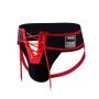 Men's Jockmail Lace Up Jockstrap - Red And Black