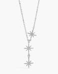 Silver Cubic Zirconia Pav Stars Trio Y-necklace
