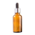 20ML Amber Glass Aromatherapy Bottle With Pipette - Black & Silver Collar 18 69