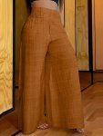 Solid Simple Palazzo Pants Casual Wide Leg Elastic Waist Pants Women's Clothing