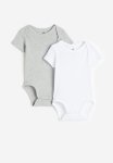 2-PACK Short-sleeved Bodysuits - Light Grey Marl White