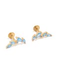 Goldair Gold Plated Surgical Steel Blue Cubic Zirconia Crawler Flat Back Studs