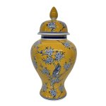 Ginger Jar Yellow With Bird 27X27X51CM