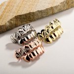 Men's Teeth Grills Set 18K Plated Golden Top & Bottom Grills Fashion Removable Dental Grills For Unisex Fashion Punk Jewelry