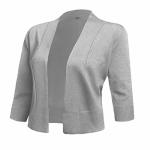 Aamilife Women's 3 4 Sleeve Cropped Cardigans Sweaters Jackets Open Front Short Shrugs For Dresses Small Light Grey