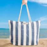 Broad Stripe Beach Bag Blue