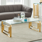 Contemporary Gold Glass Top Coffee Table