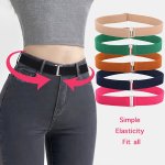 Minimalist No Buckle Belt Monochrome Elastic Waistband Sweet Style Jeans Pants Belts For Women