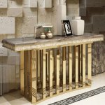 Luxury Gold Stainless Steel Marble Console Table 1.4M