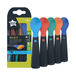 Tommee Tippee Easigrip Self-feeding Weaning Spoons With Bacshield Antibacterial Technology Chunky Handles 6M+ Pack Of 5